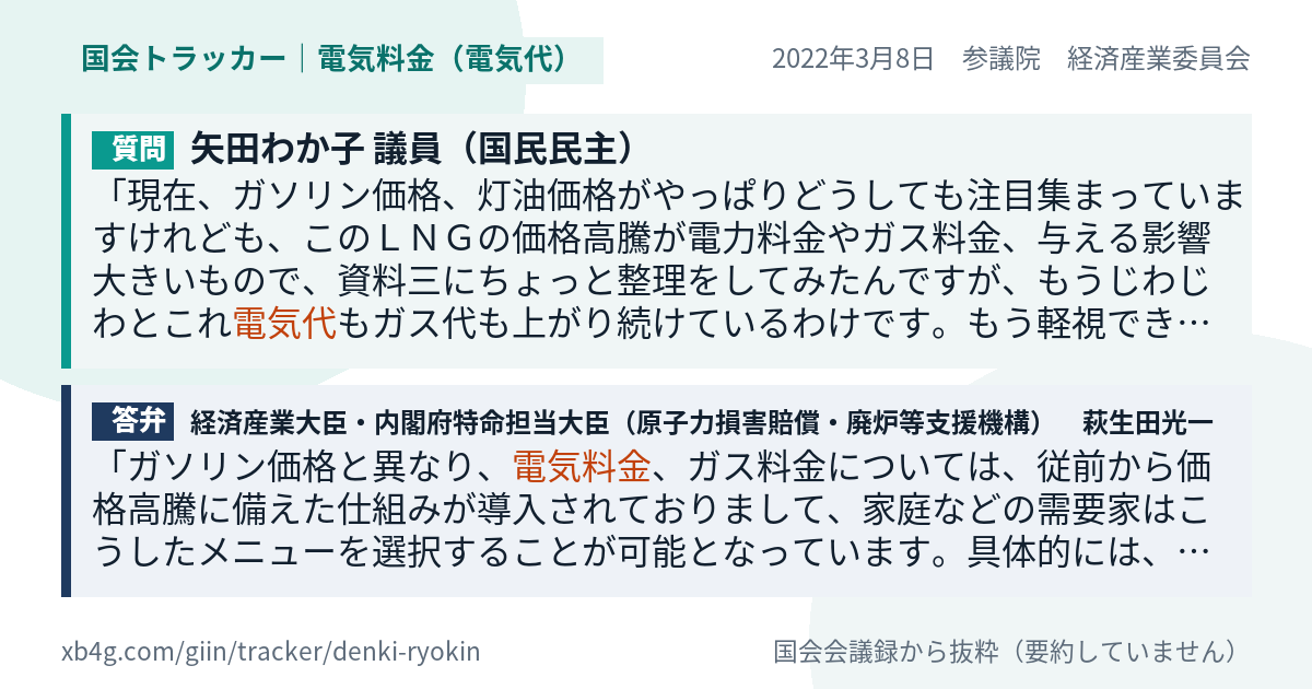 質問と答弁のカード