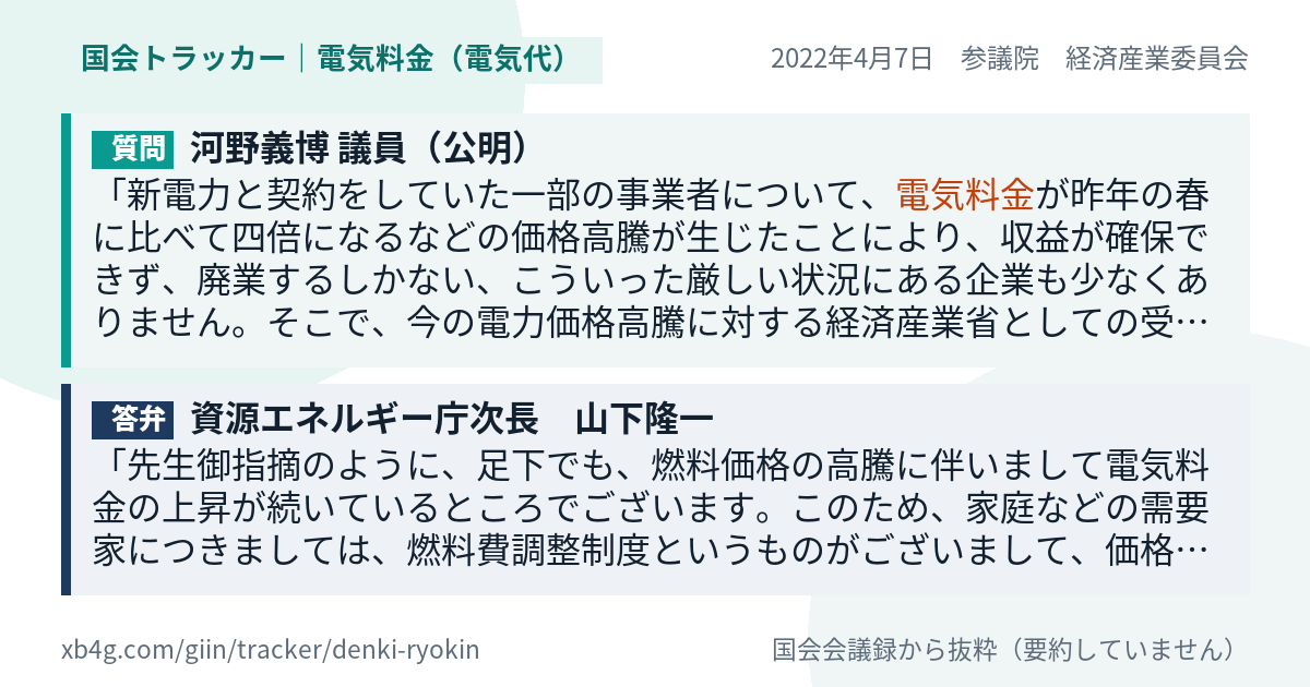 質問と答弁のカード