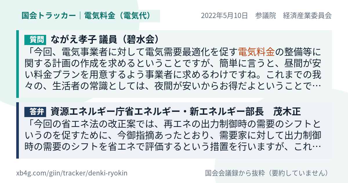 質問と答弁のカード