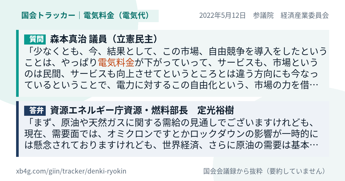 質問と答弁のカード