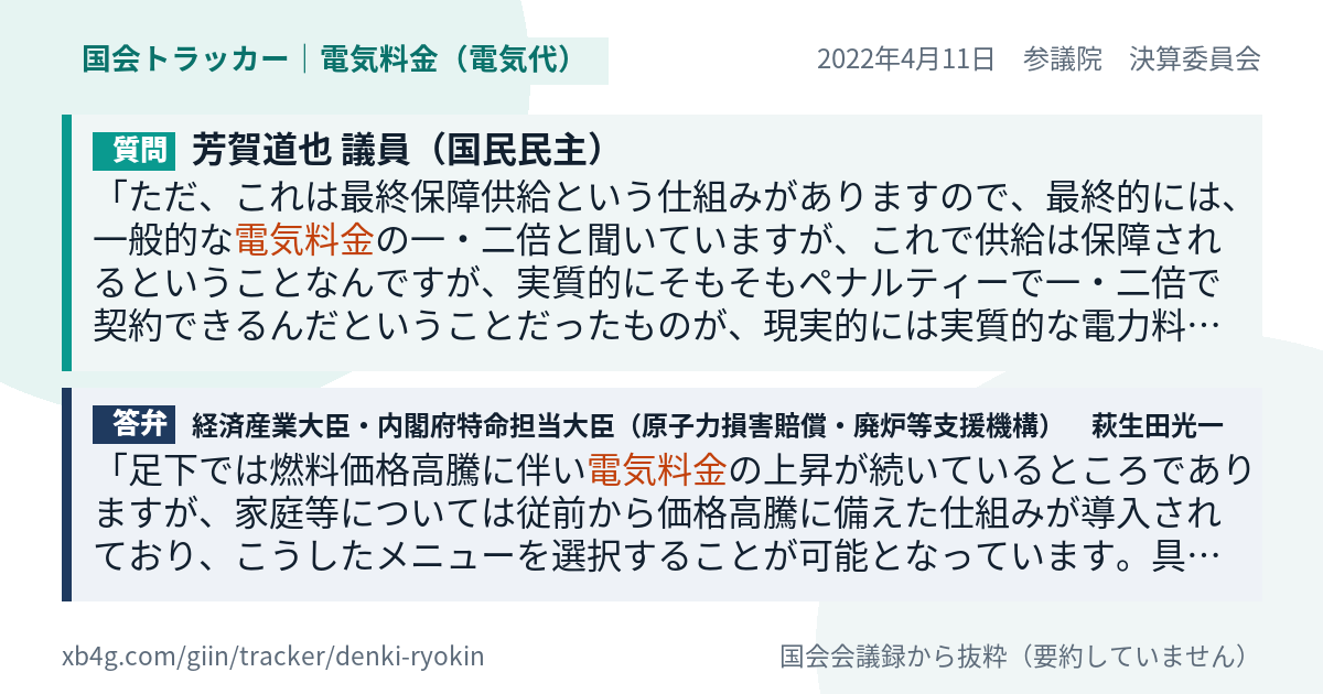 質問と答弁のカード