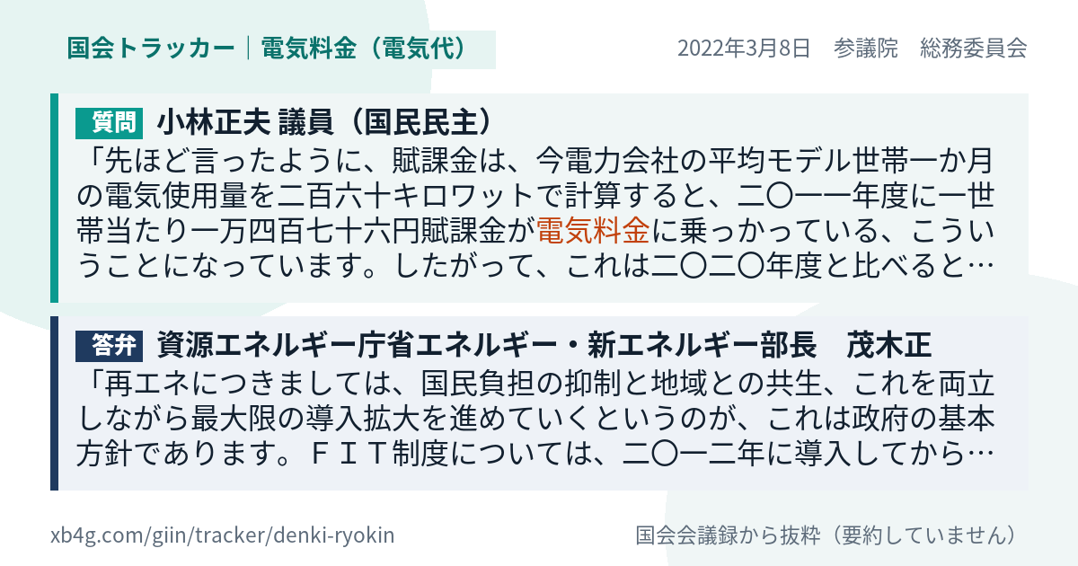 質問と答弁のカード