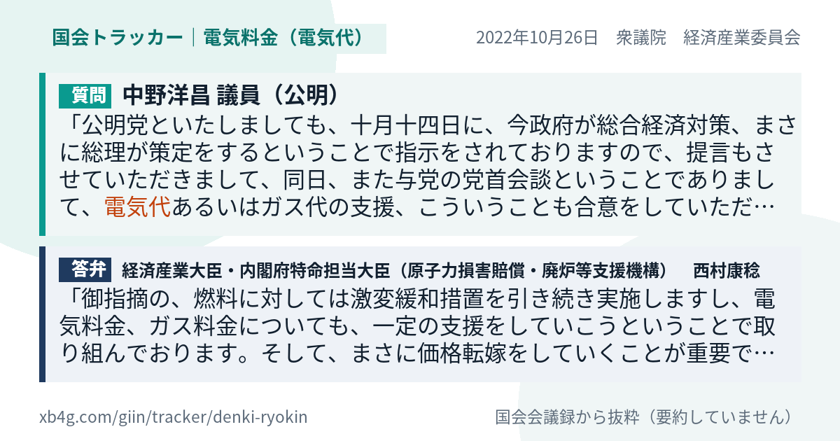 質問と答弁のカード