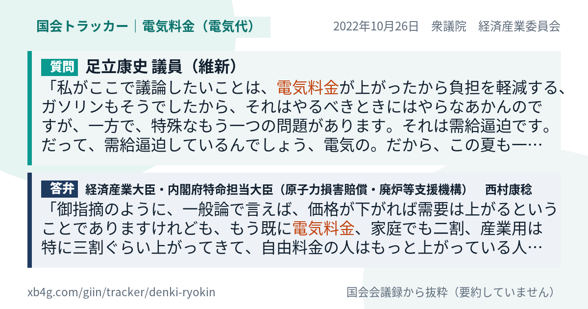 質問と答弁のカード