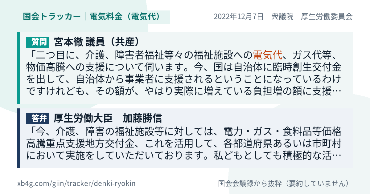 質問と答弁のカード