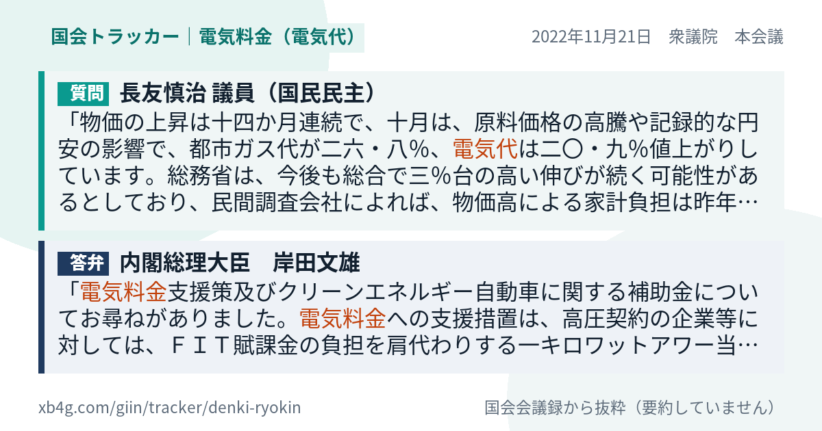 質問と答弁のカード