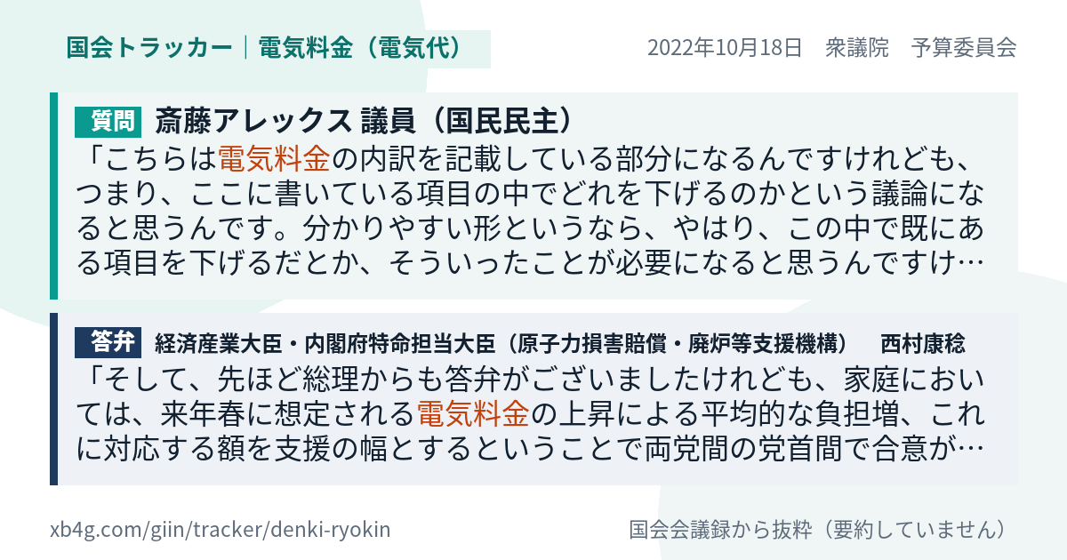 質問と答弁のカード