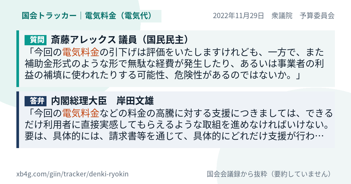 質問と答弁のカード