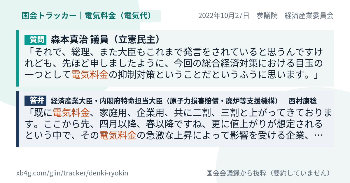 質問と答弁のカード