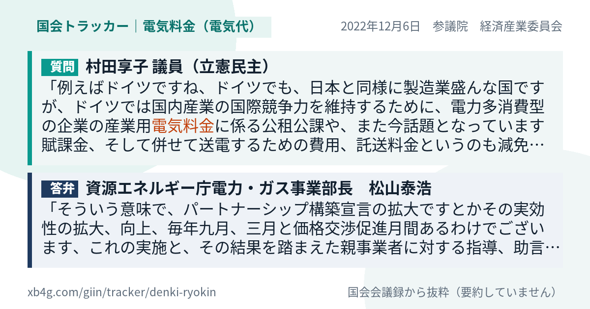 質問と答弁のカード