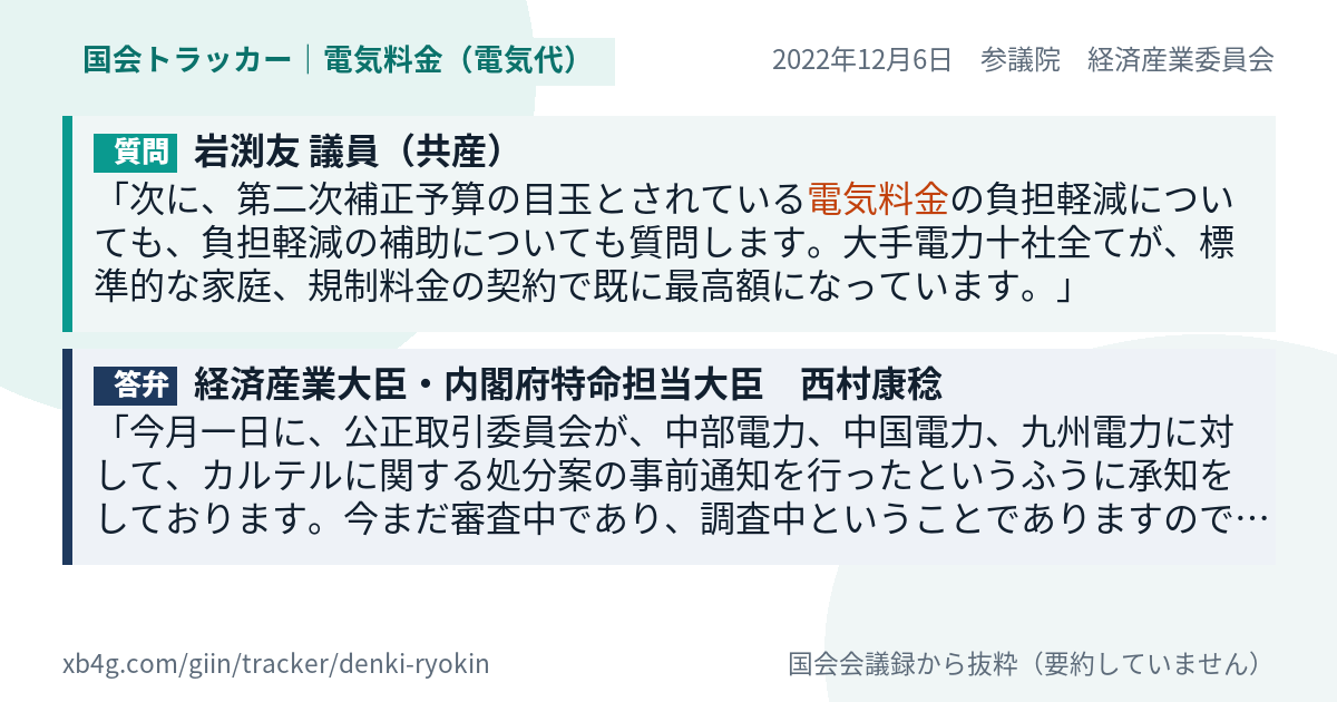 質問と答弁のカード