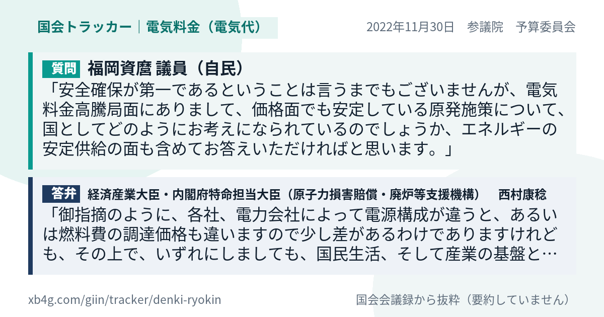 質問と答弁のカード