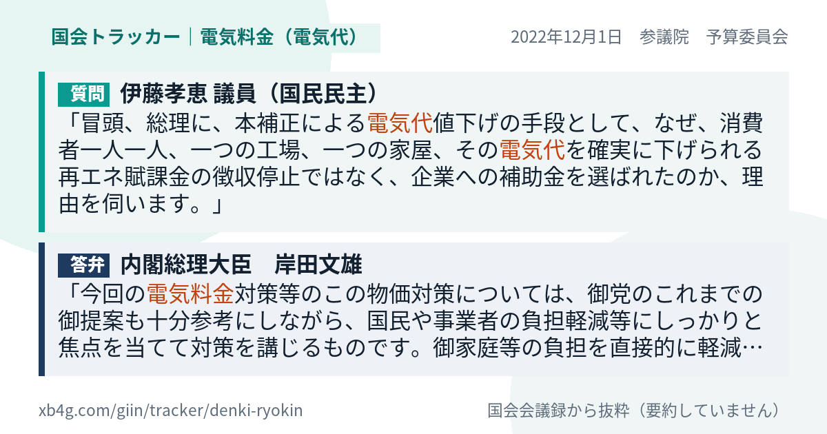 質問と答弁のカード