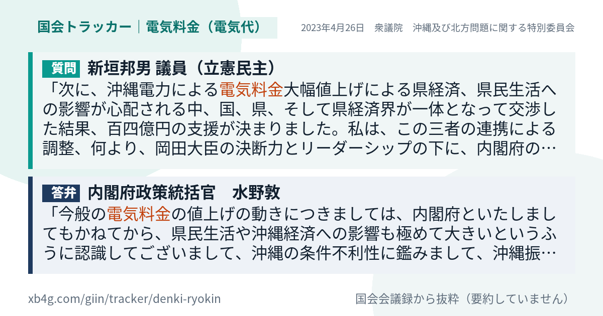 質問と答弁のカード