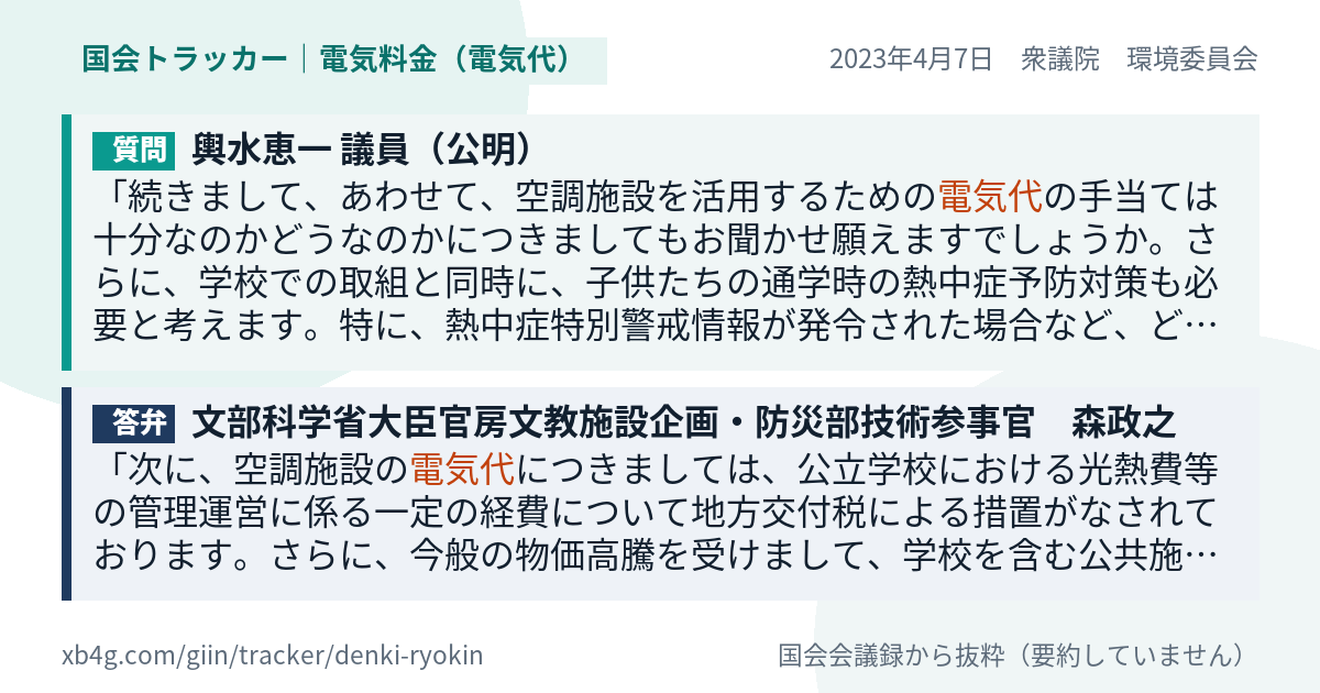 質問と答弁のカード