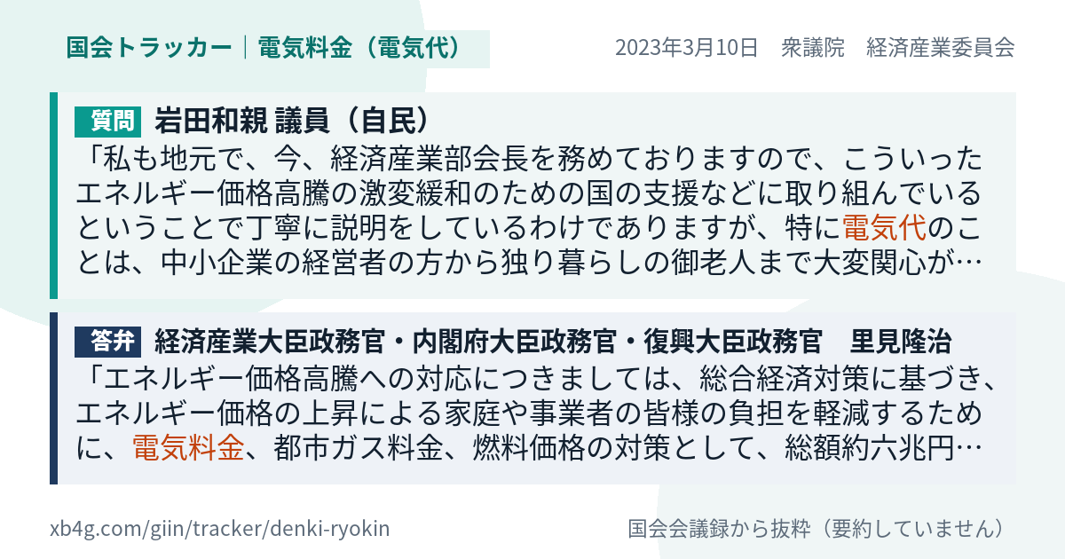 質問と答弁のカード