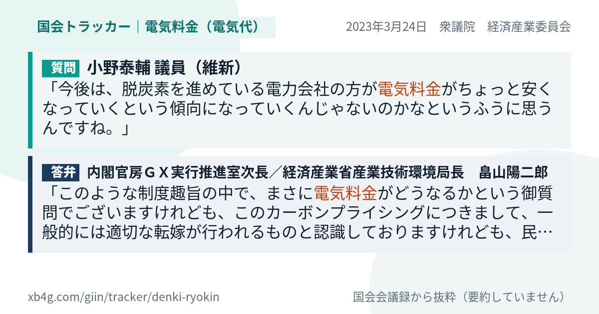 質問と答弁のカード