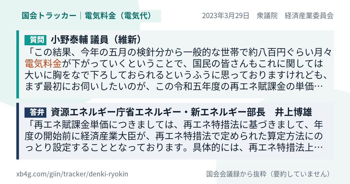 質問と答弁のカード
