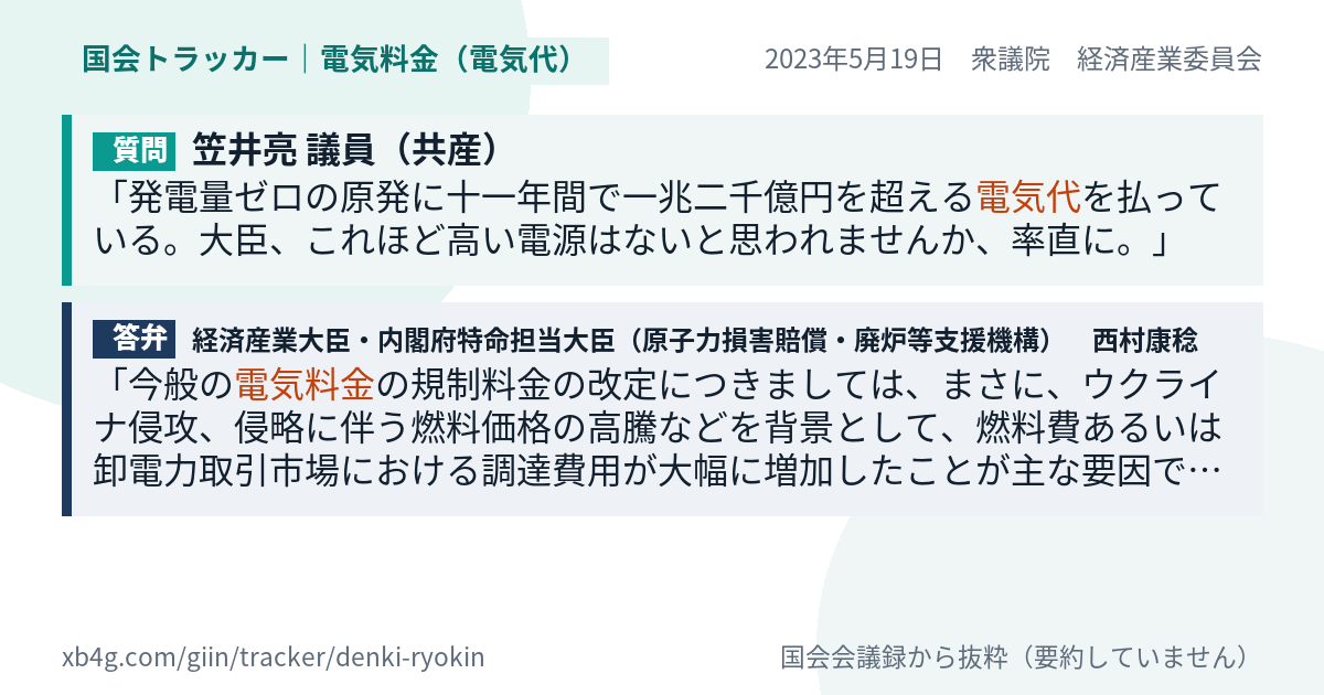質問と答弁のカード