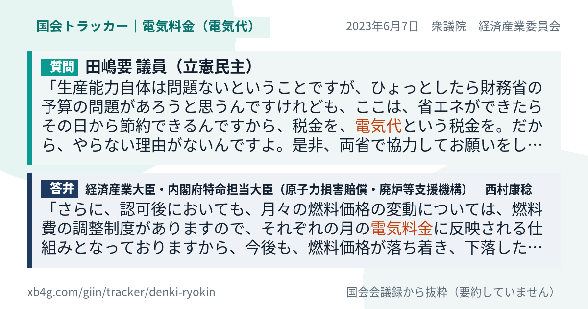 質問と答弁のカード
