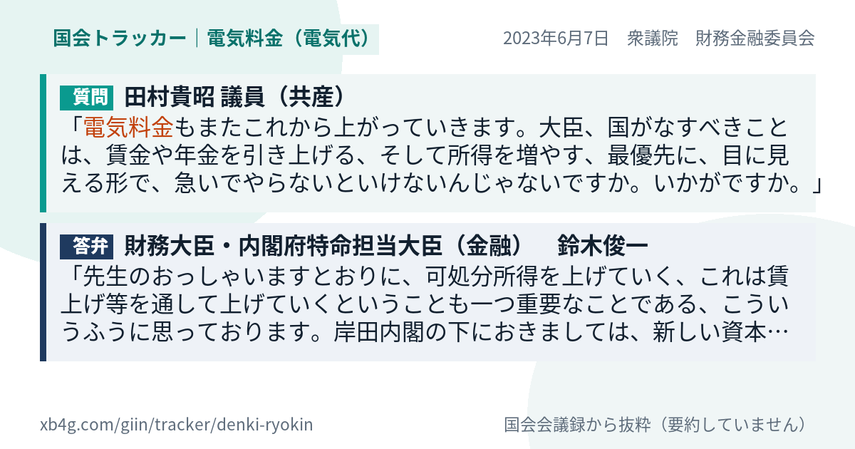 質問と答弁のカード