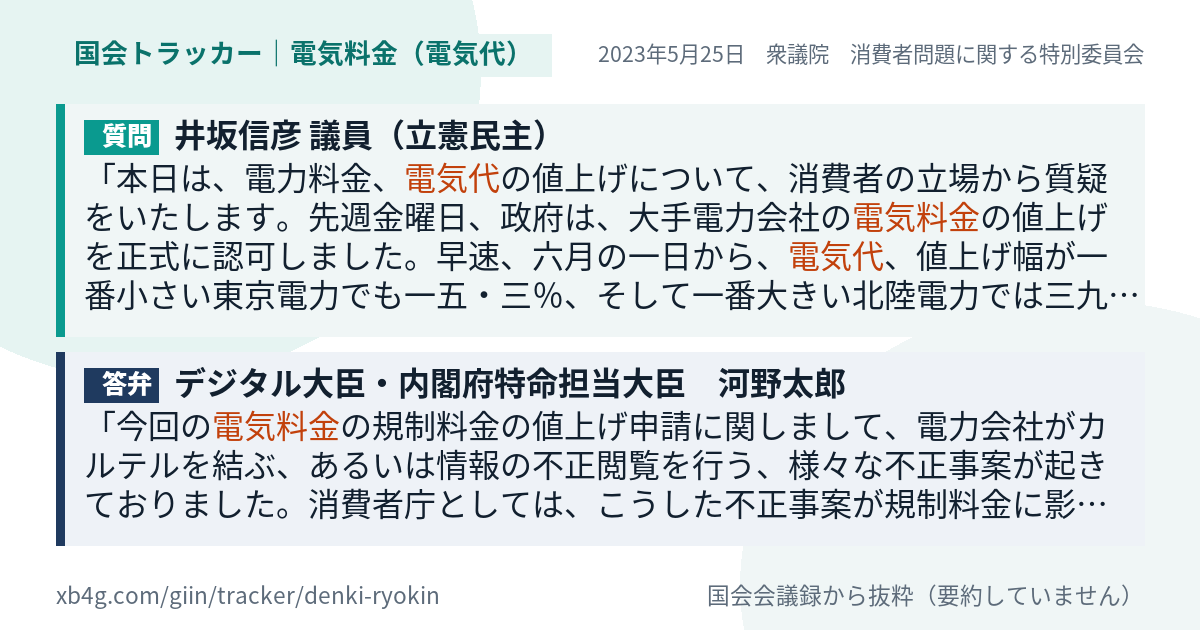質問と答弁のカード