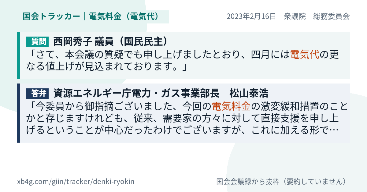 質問と答弁のカード