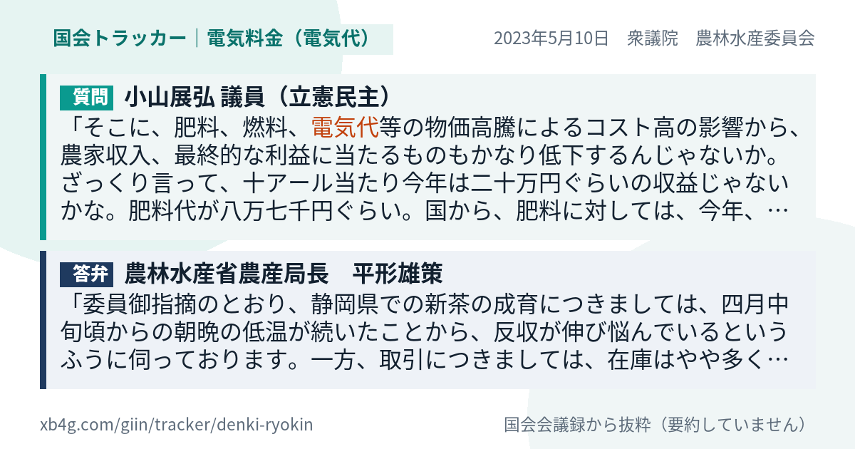 質問と答弁のカード