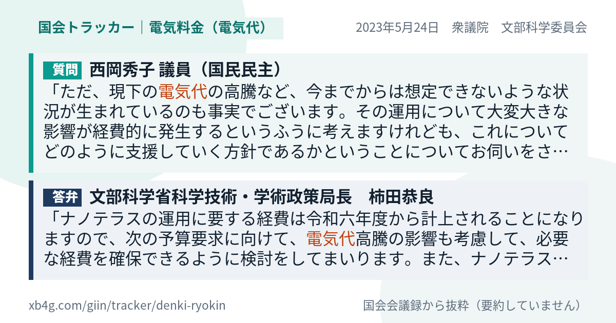 質問と答弁のカード