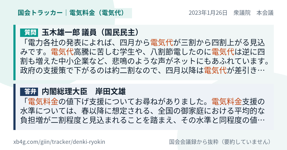 質問と答弁のカード