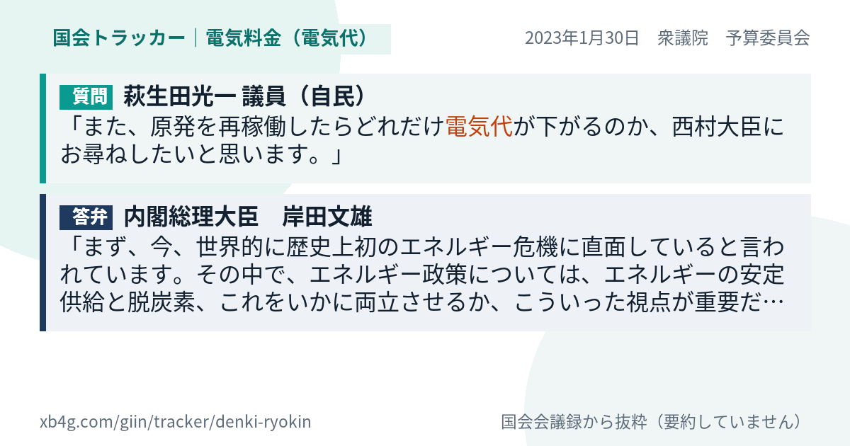 質問と答弁のカード
