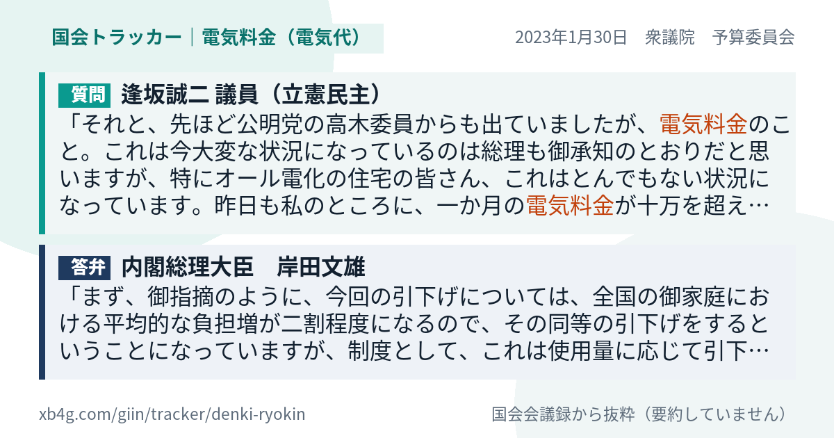 質問と答弁のカード
