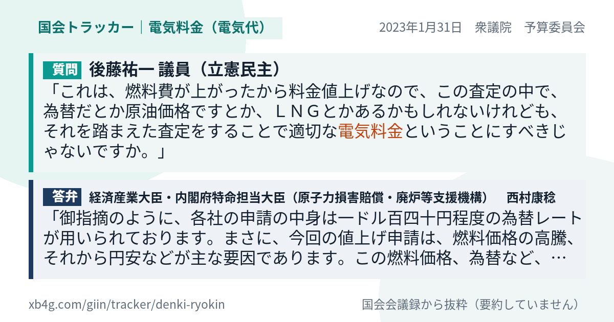 質問と答弁のカード