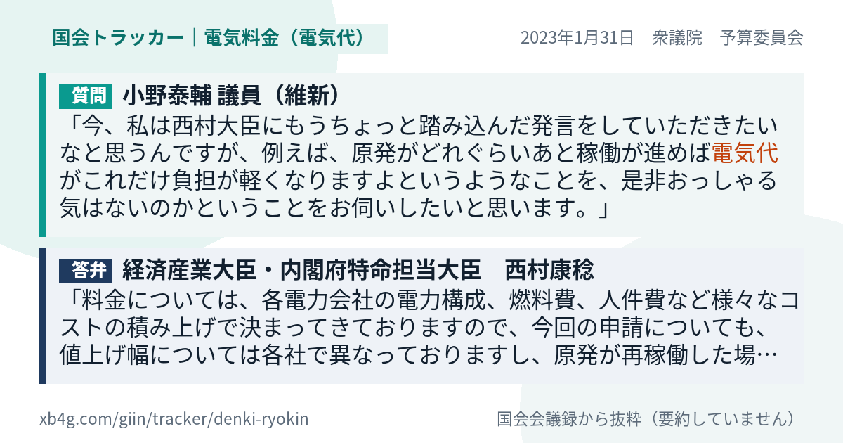 質問と答弁のカード