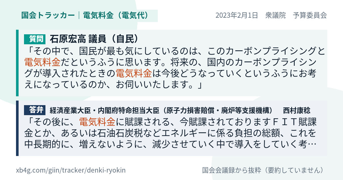 質問と答弁のカード