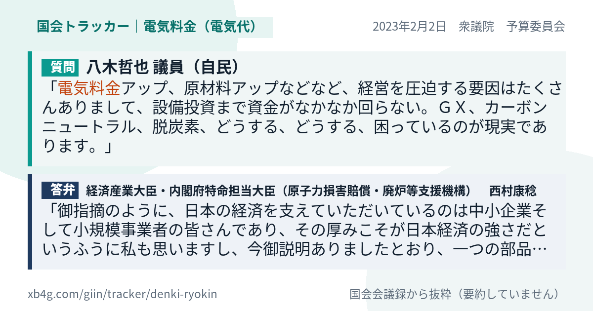質問と答弁のカード