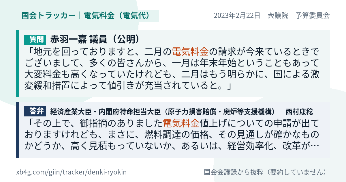 質問と答弁のカード