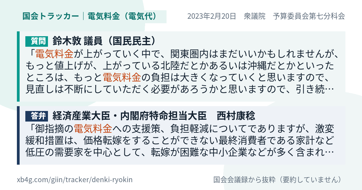質問と答弁のカード