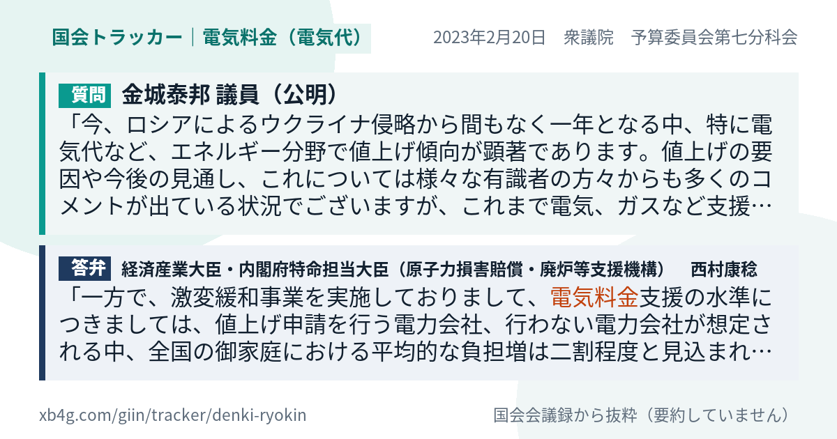 質問と答弁のカード
