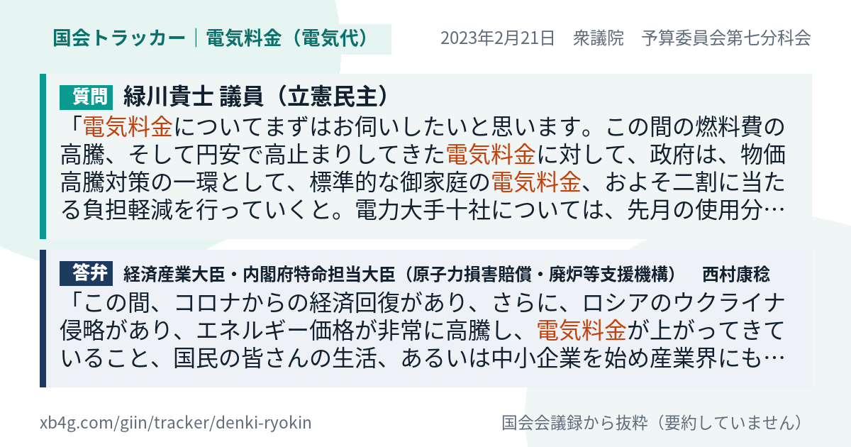 質問と答弁のカード