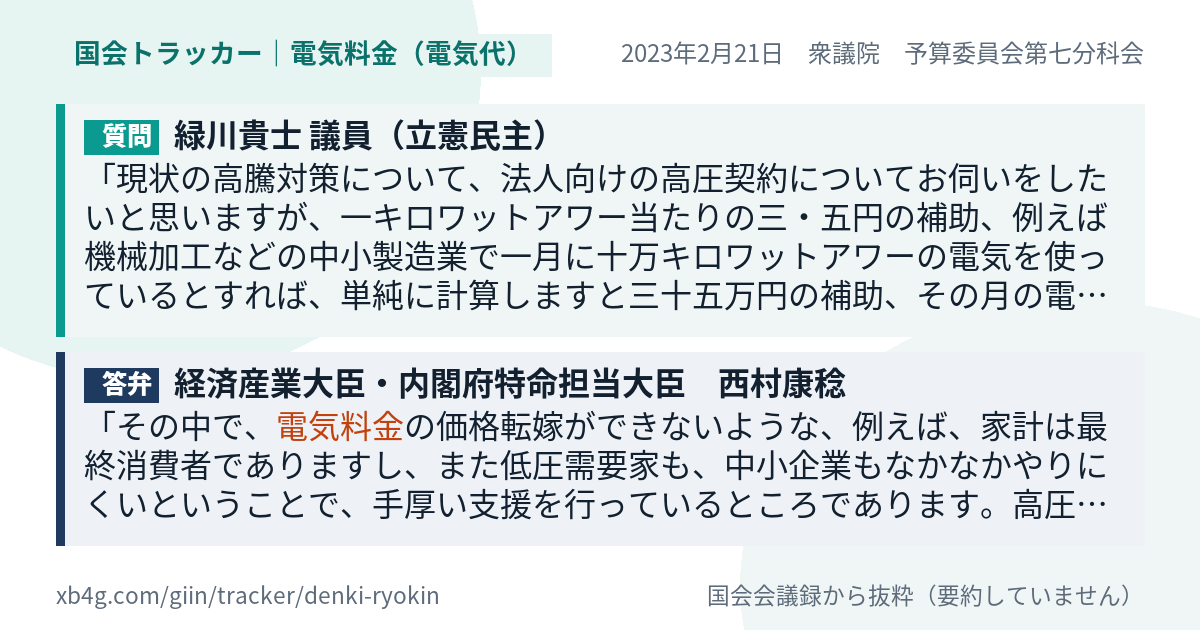 質問と答弁のカード
