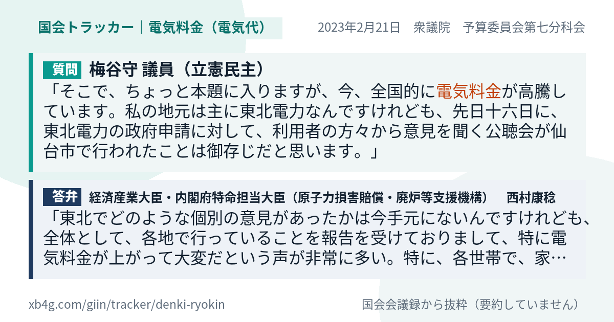 質問と答弁のカード