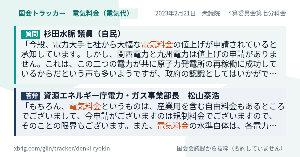 質問と答弁のカード