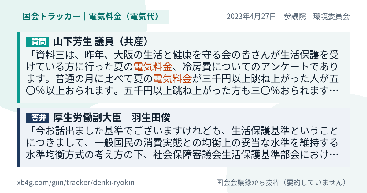 質問と答弁のカード