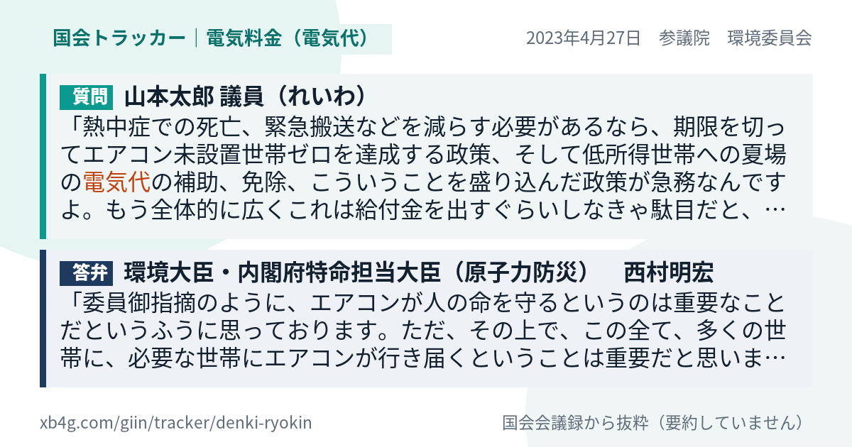 質問と答弁のカード