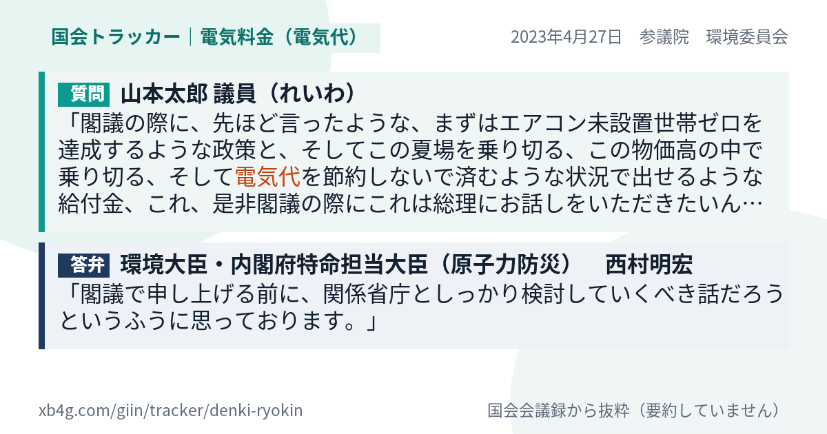 質問と答弁のカード