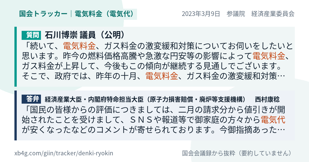 質問と答弁のカード