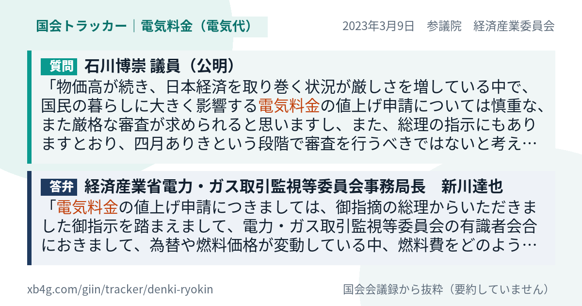 質問と答弁のカード