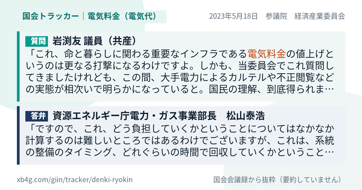 質問と答弁のカード