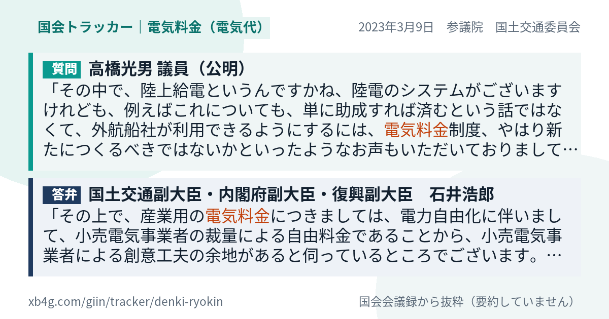 質問と答弁のカード